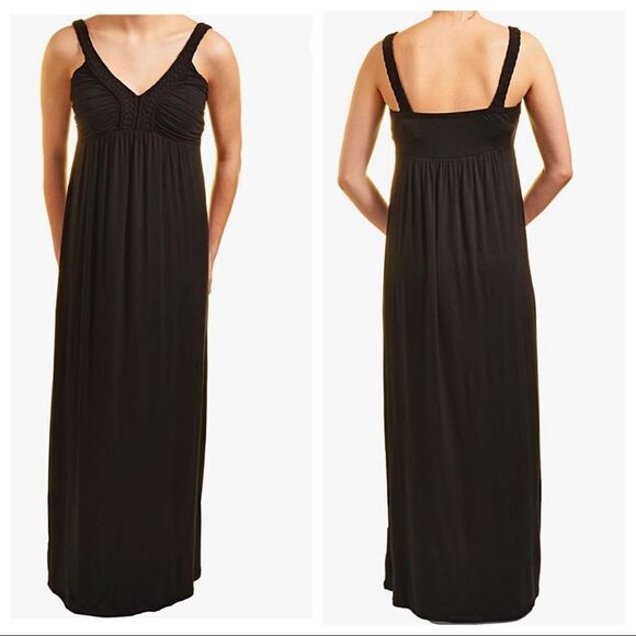 Design History Black Braided Straps Maxi Dress Size Medium - Picture 1 of 7